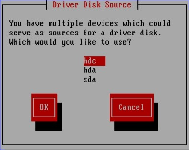 Selecting a driver disk source